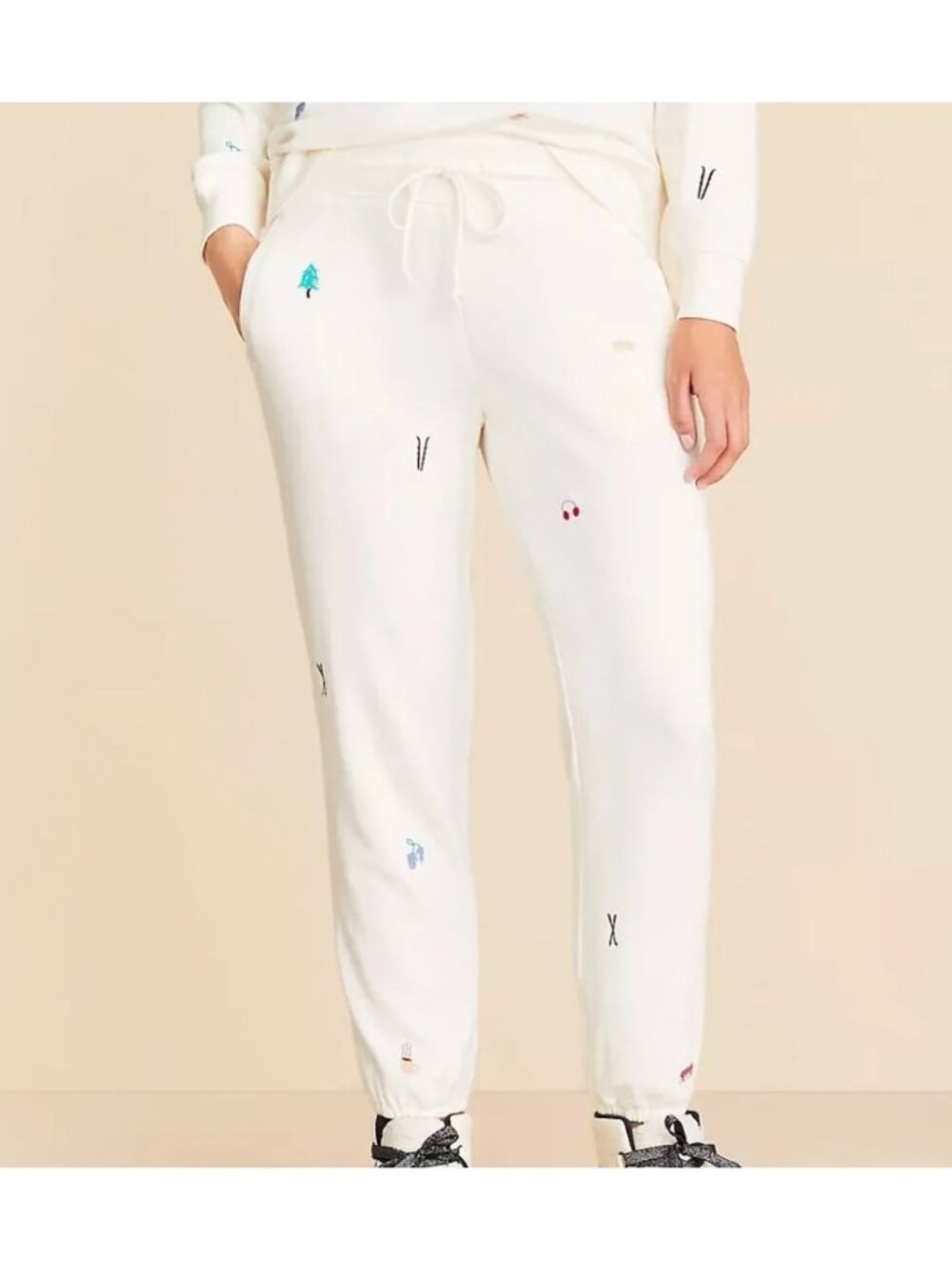 LOU & GREY cozy terry cotton jogger with skiing embroidery size XSP